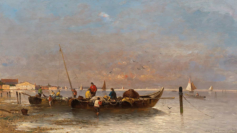 Fishermen in Venice. Adolf Kaufmann