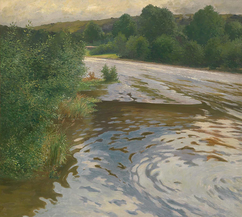 River landscape; Flusslandschaft. Adolf Kaufmann
