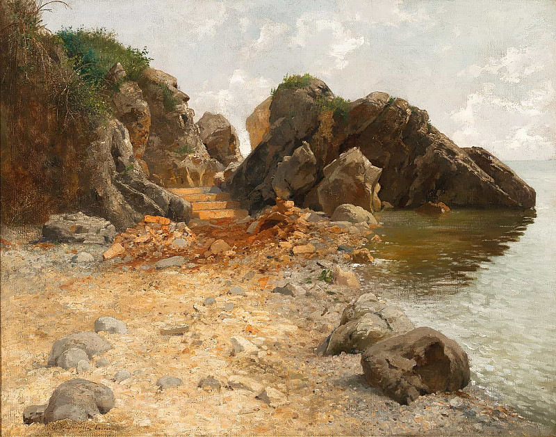 A Rocky Coast near Lovrano. Adolf Kaufmann