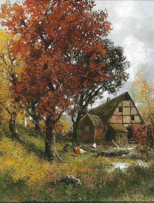 A Mill in an Autumnal Forest. Adolf Kaufmann