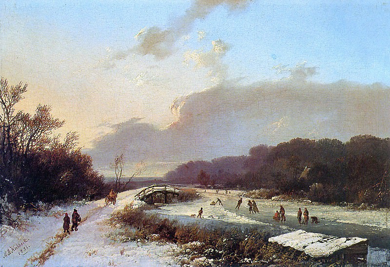 Winter Nether Rijn. Marinus Koekkoek
