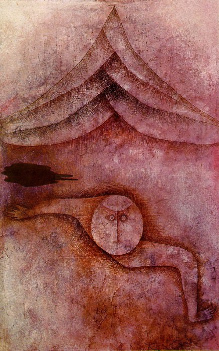 Refuge, 1930, Oil and watercolor on plaster-coated gauz. Paul Klee