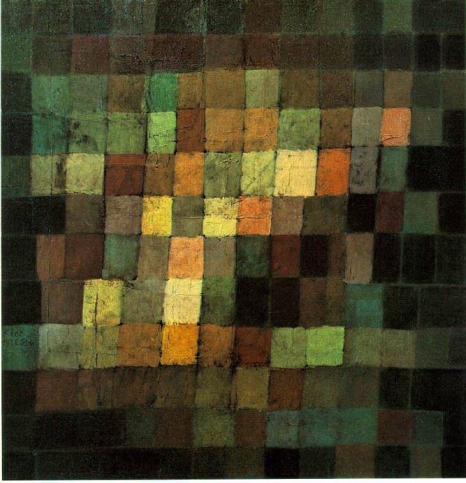Ancient sound, abstract on black, 1925, Kunstsammlung,. Paul Klee