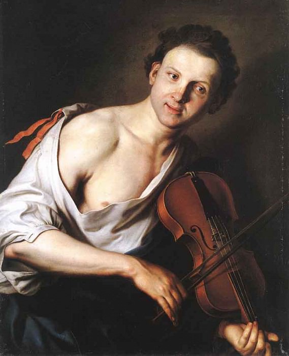 KUPECKY Jan Young Man With A Violin. Jan Kupecky