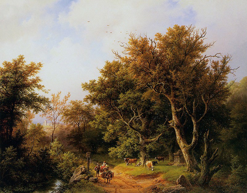 Forest landscape with cattle. Barend Cornelis Koekkoek