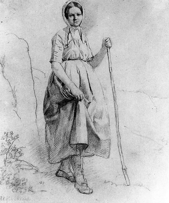 Barend Cornelis Woman standing. Barend Cornelis Koekkoek