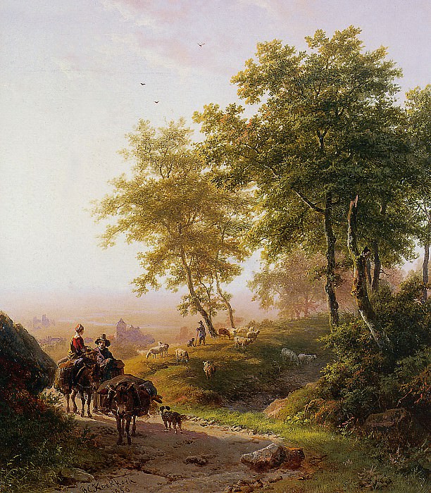 Farmers couple on forest hill. Barend Cornelis Koekkoek