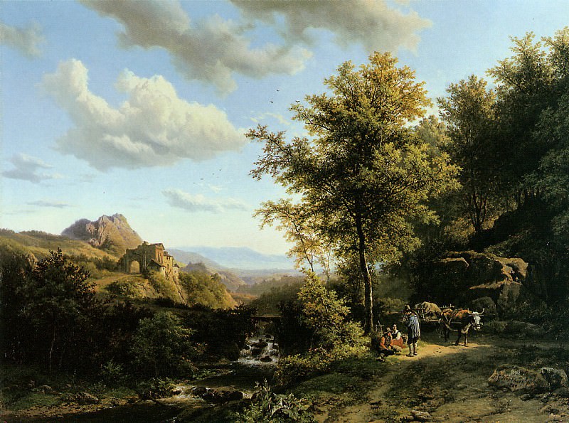 Landscape with resting farmers. Barend Cornelis Koekkoek