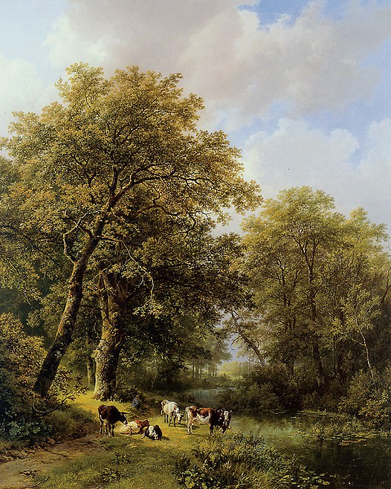 Shepherd with cows. Barend Cornelis Koekkoek