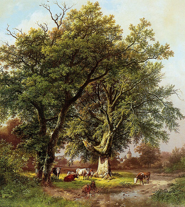 Beech in front of castle Moyland. Barend Cornelis Koekkoek
