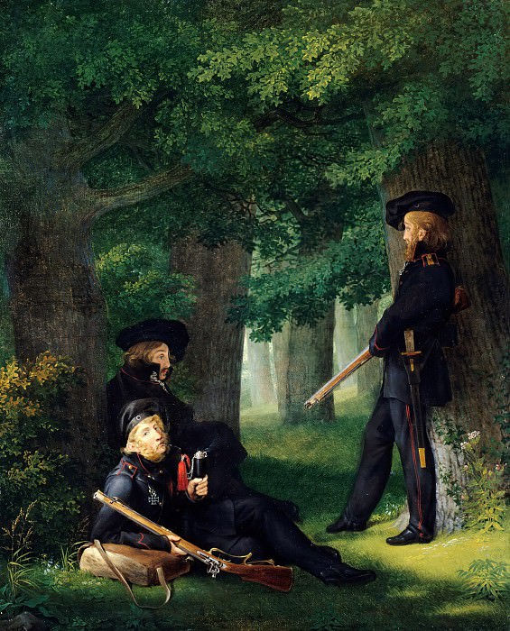 Theodor Korner, Karl Friesen and Christian Ferdinand Hartmann on Outpost Duty. Georg Friedrich Kersting