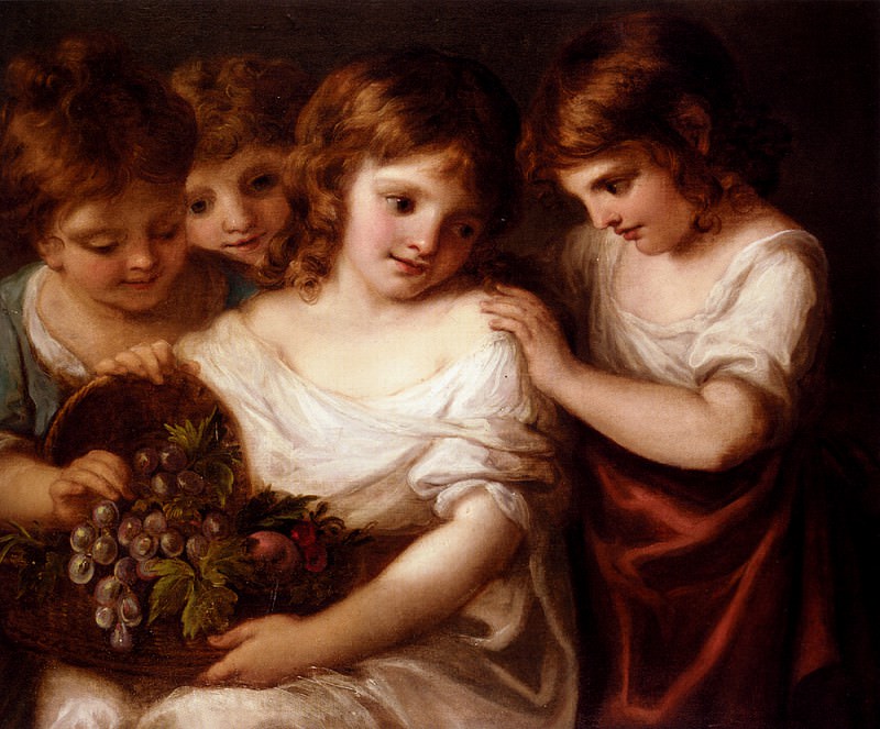Four Children With A Basket Of Fruit. Angelica Kauffmann