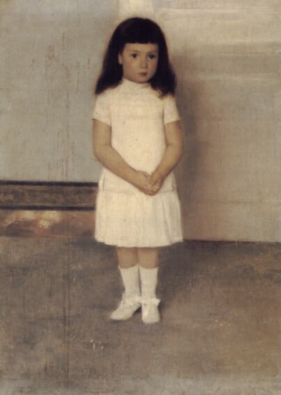 A Portrait of a Standing Girl in White. Fernand Khnopff