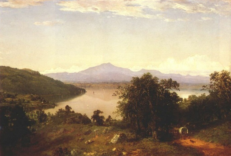 Вид на гору Верблюжий горб с западного берега озера Шамплейн, 1852. Джон Фредерик Кенсетт