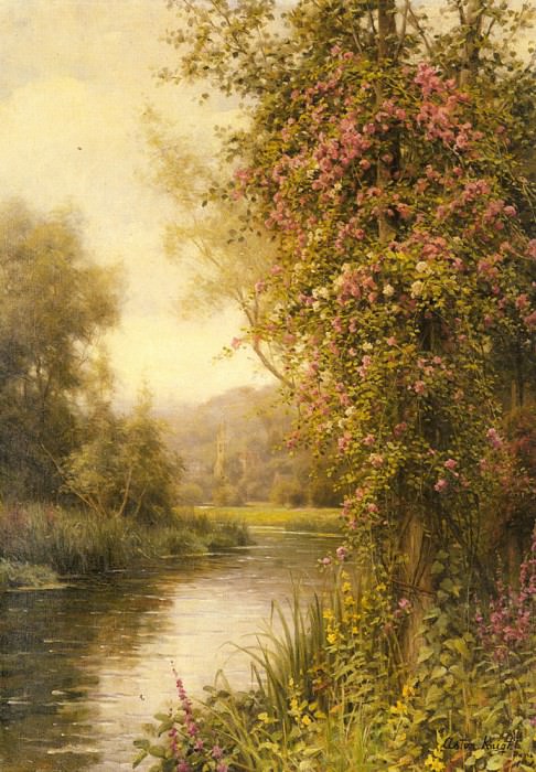 A Flowering Vine Along A Winding Stream. Louis Aston Knight