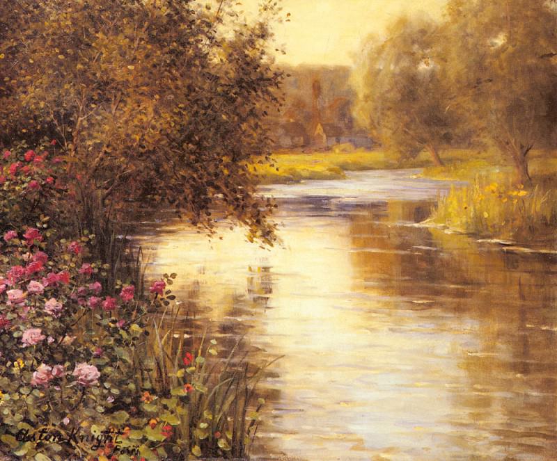 Spring Blossoms Along A Meandering River. Louis Aston Knight