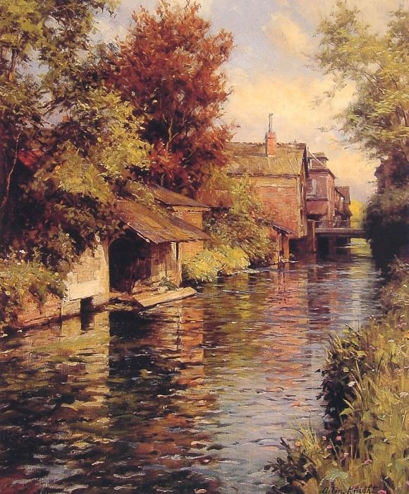 Sunny Afternoon on the Canal. Louis Aston Knight