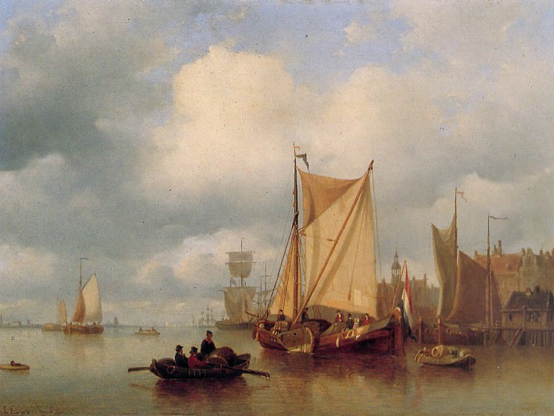 Ships on the IJ in Amsterdam. Everhardus Koster