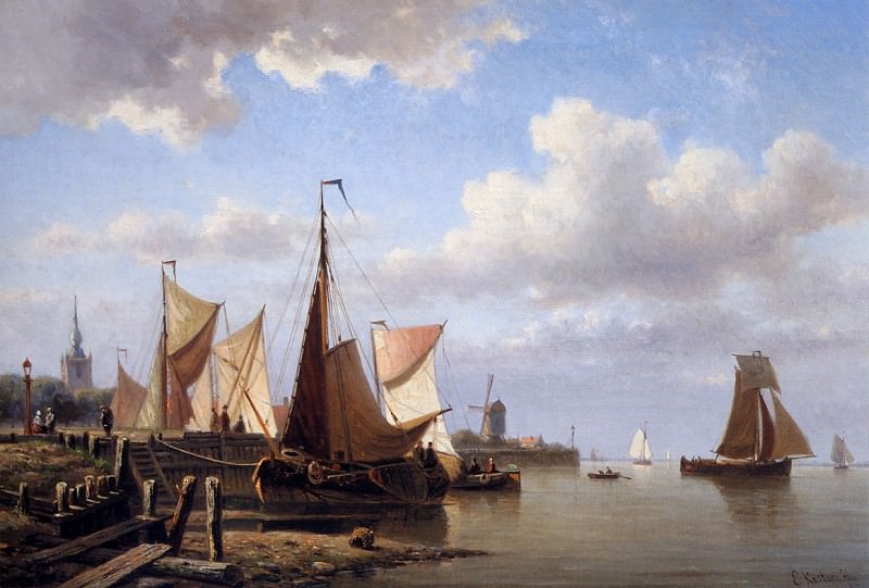 Ships at the quai of Overschie. Everhardus Koster