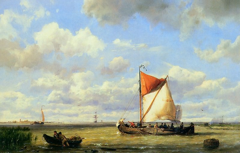 Sailing boats with light breeze. Hermanus Koekkoek