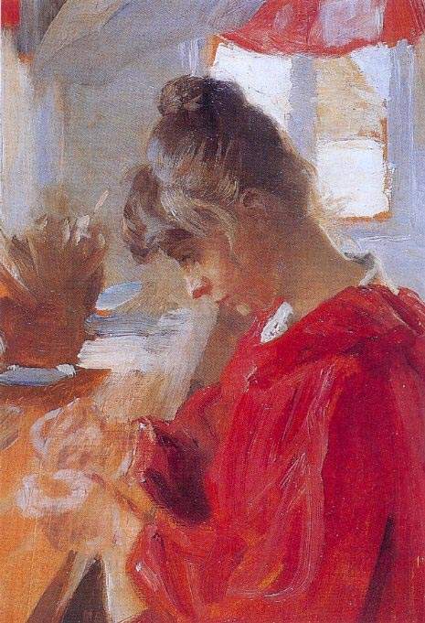 Marie en vestido rojo 1890. Peder Severin Kroyer