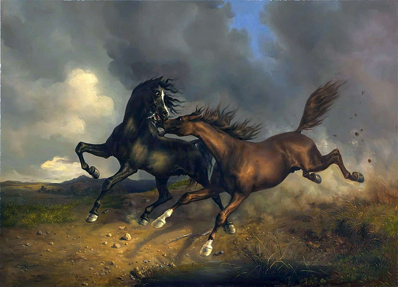 Лошади во время грозы. Рудольф Коллер