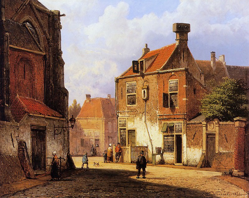 Old Dutch street. Willem Koekkoek