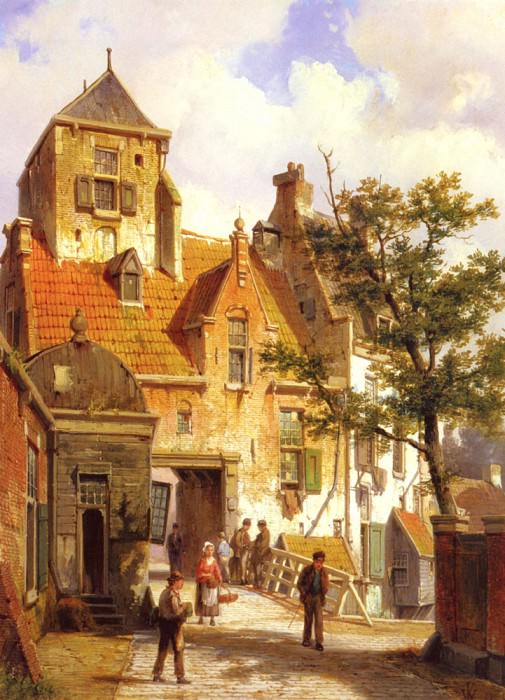 A Street Scene In Haarlem. Willem Koekkoek