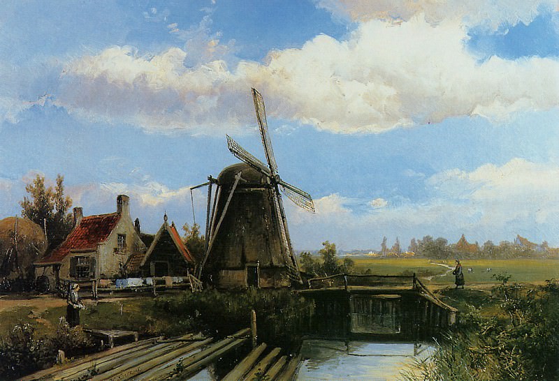 Mill in summer polderlandscape. Willem Koekkoek