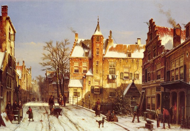 A Dutch Village In Winter. Willem Koekkoek