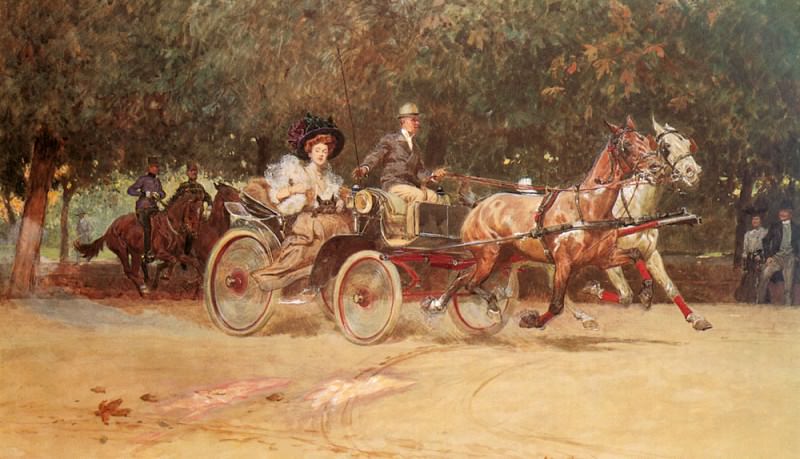 Koch Ludwig Mrs Sachers Carriage In The Hauptallee Of The Prater Vienna. Людвиг Кох