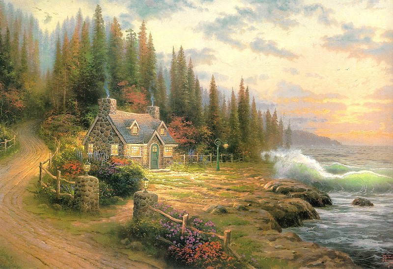 Pine Cove Cottage (Abraxsis). Thomas Kinkade
