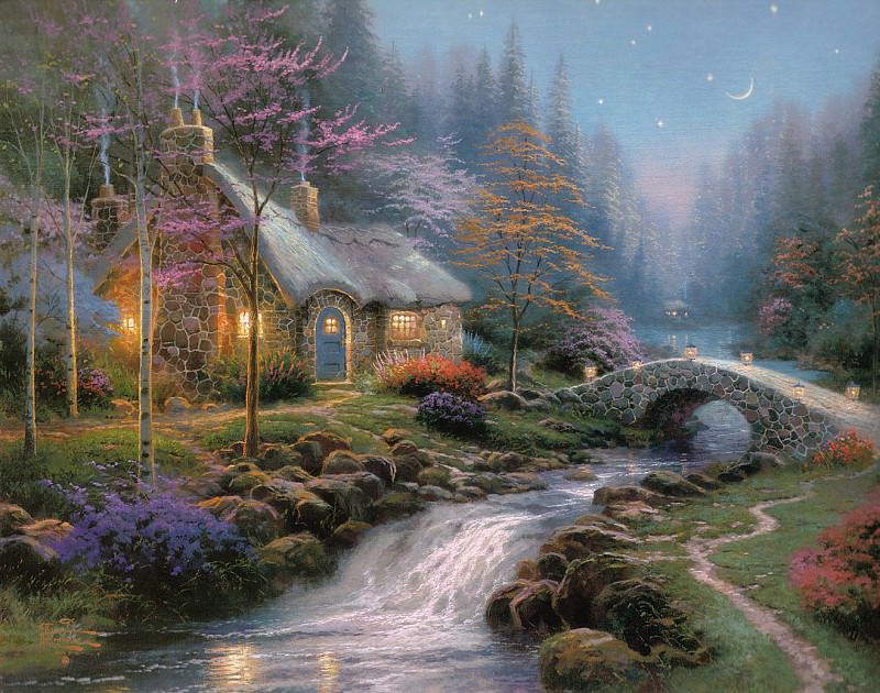 Twilight Cottage (Abraxsis). Thomas Kinkade