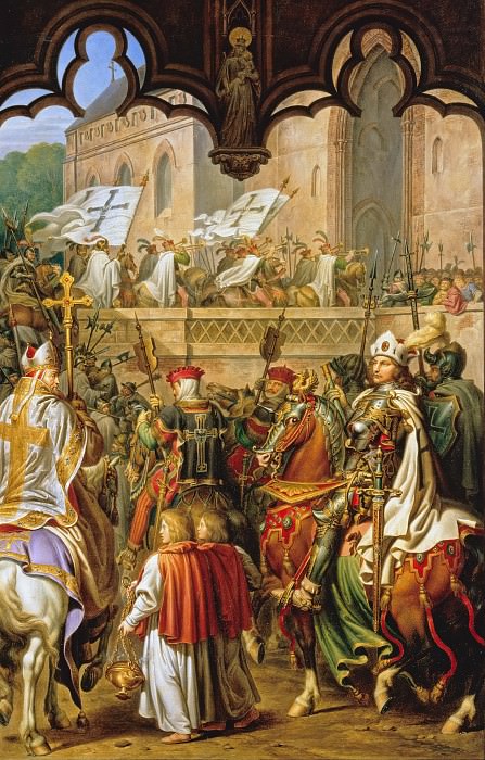 Въезд великого магистра Зигфрида фон Фейхтвангена с рыцарями Тевтонского ордена в замок Мальборк. Карл Вильгельм Кольбе II