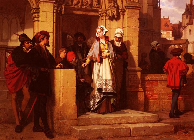 Koller Wilhelm Faust And Memphistopheles Waiting For Gretchen At The Cathedral Door. Wilhelm Koller