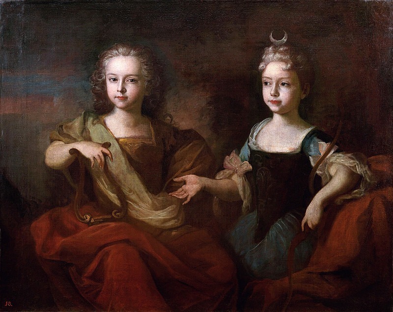 Portrait of Tsarevich Peter Alekseevich and Tsarevna Natalia Alekseevna in childhood, in the form of Apollo and Diana