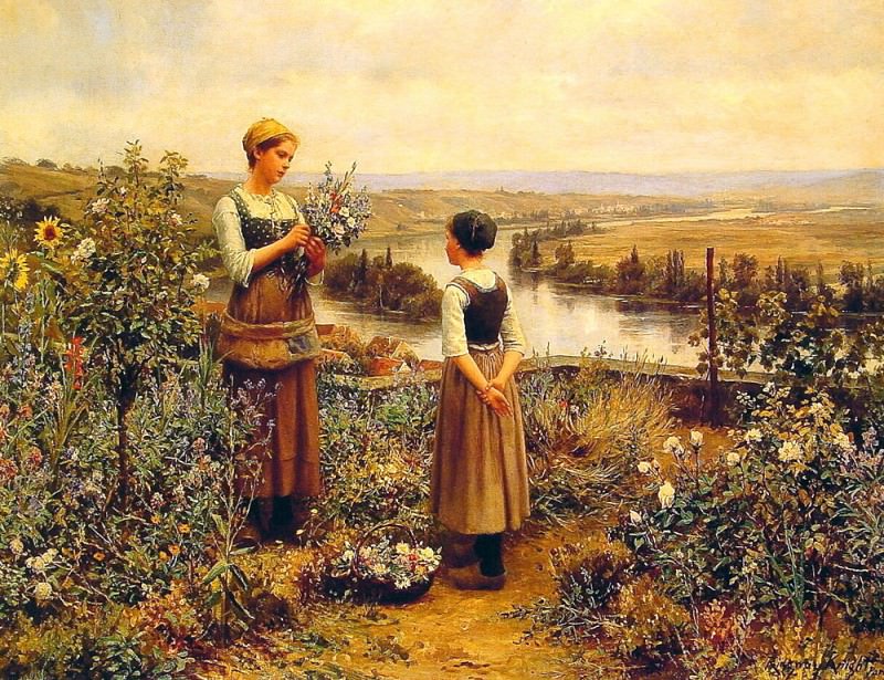 Picking Flowers. Daniel Ridgway Knight