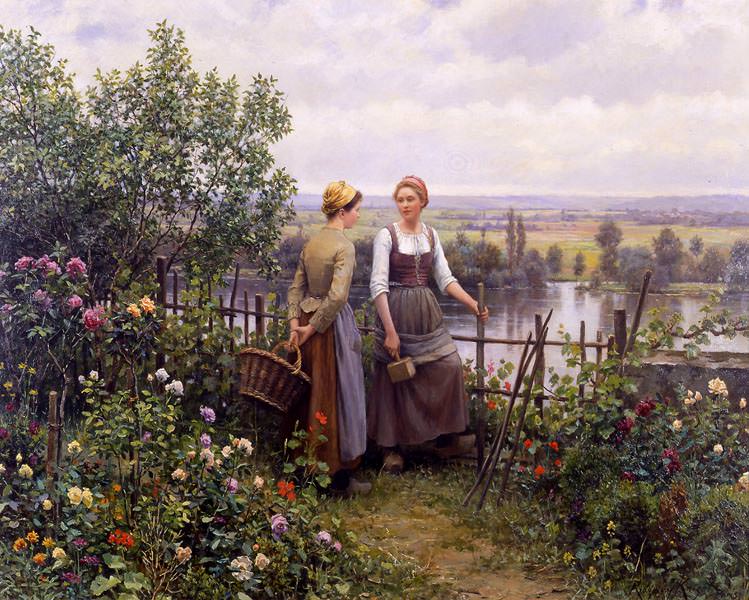 Maria and Madeleine on the Terrace. Daniel Ridgway Knight