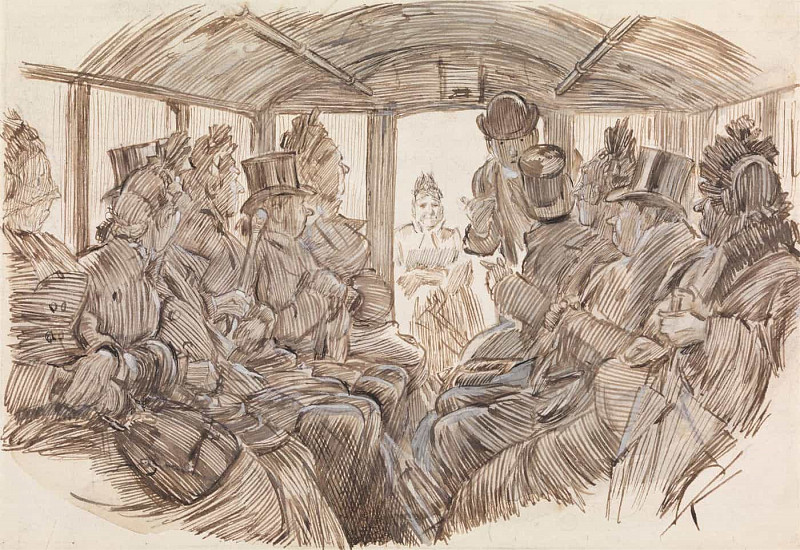 Interior of a Bus. Charles Samuel Keene