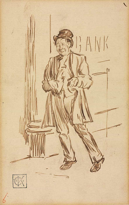 Study of a Drunken Man Passing a Bank. Charles Samuel Keene