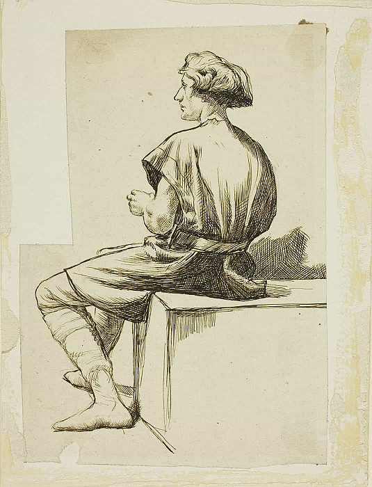 Seated Man in Tunic. Charles Samuel Keene