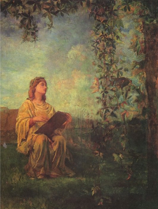 Декоративная панель: Сидящая женщина в желтом. Джон Ла Фарж