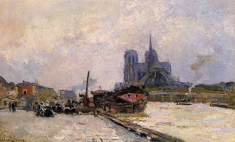 Notre Dame de Paris View from Pont de la Tournelle. Albert-Charles Lebourg
