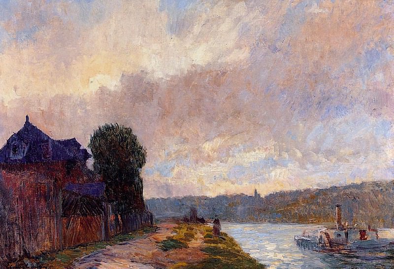 Tugboat on the Seine Downstream from Rouen. Albert-Charles Lebourg