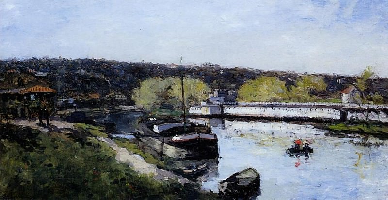 Barge on the Seine at Basd Meudon. Albert-Charles Lebourg