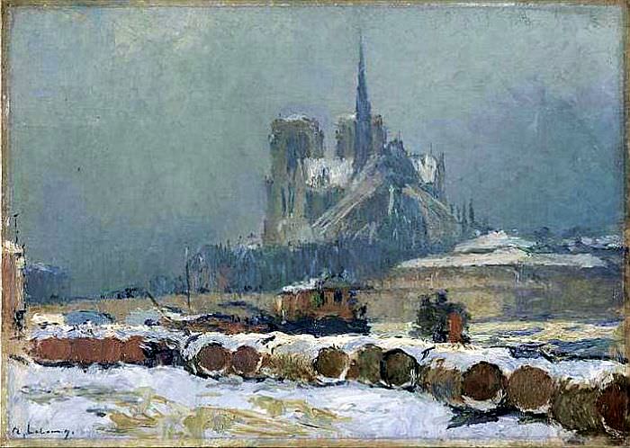 Notre Dame de Paris par Temps de Neige. Albert-Charles Lebourg