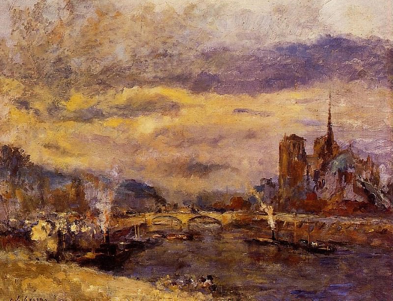 Paris the Seine and Notre Dame. Albert-Charles Lebourg