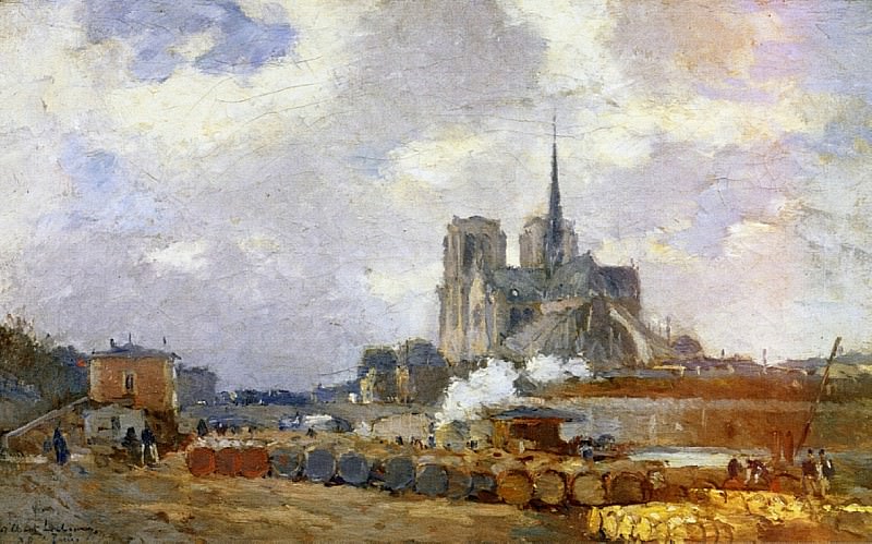 Notre Dame de Paris View from the Quai de la Tournelle. Albert-Charles Lebourg