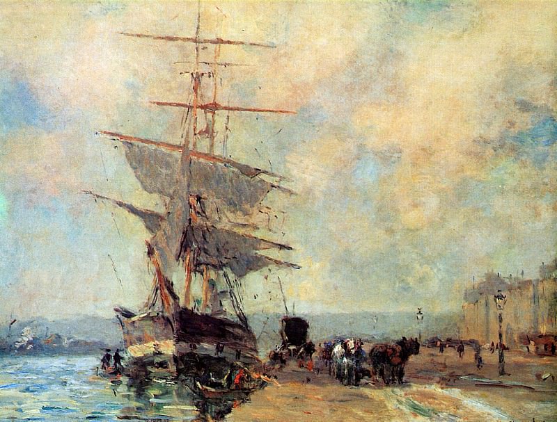 Ship in Harbour Rouen. Albert-Charles Lebourg