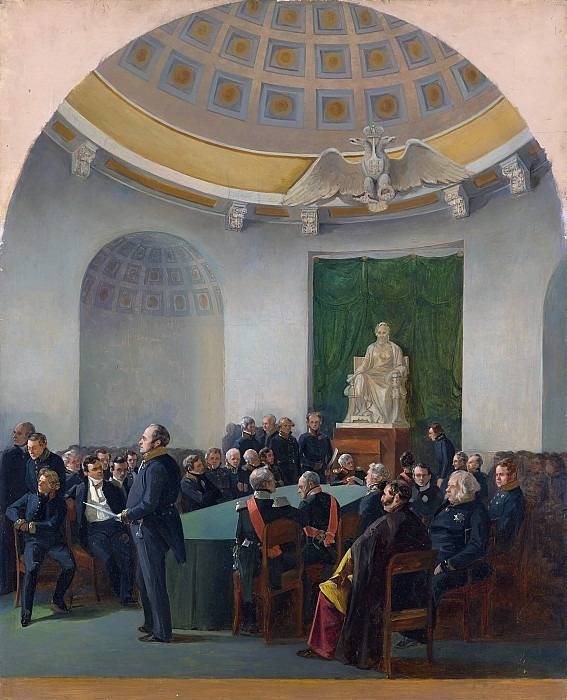 Solemn meeting of the Academy of Arts in 1839. Adolphe Ladurner